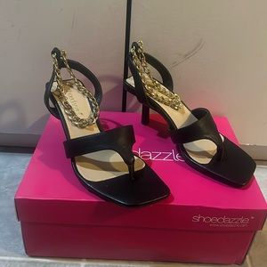 Black Sandals with ankle chain